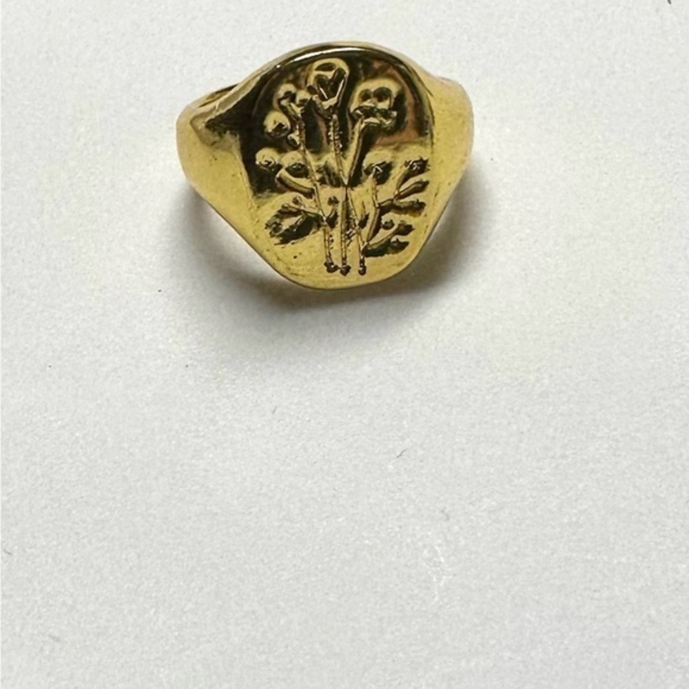 Wildflower signet ring 24k Gold Filled wild flower